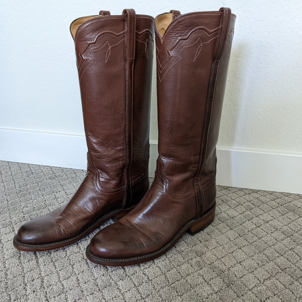 Lucchese Chestnut Leather Heeled Boots